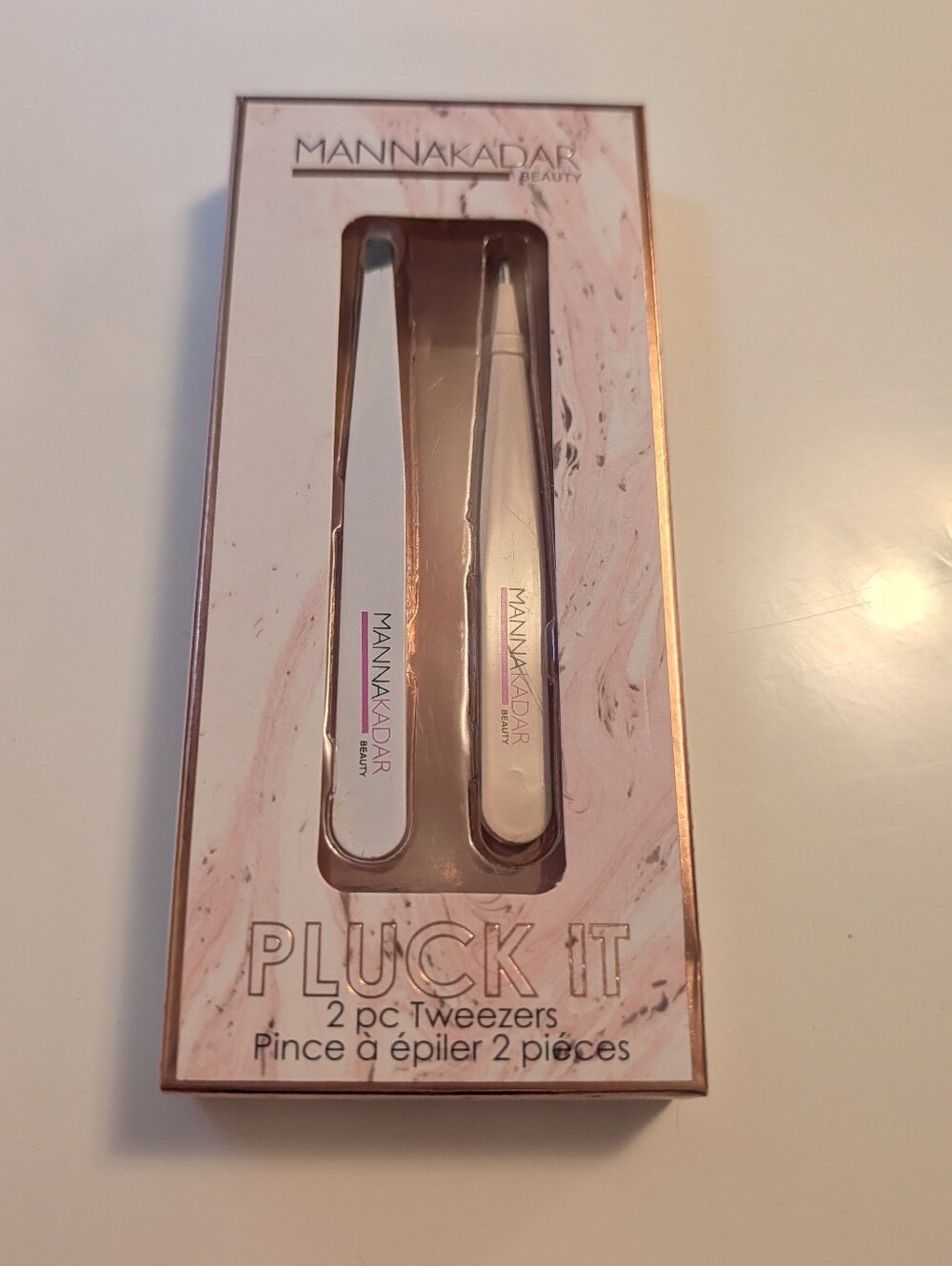 Manna Kadar Pluck It 2-Piece Tweezers Set - Rose Gold/White